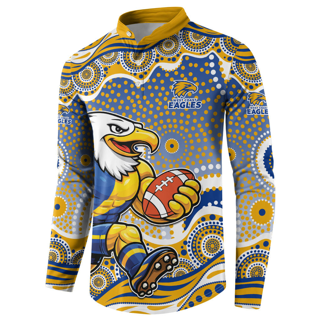West Coast Eagles Button Sweatshirt Aboriginal Dot Pattern - Football Mascot Heritage Pride