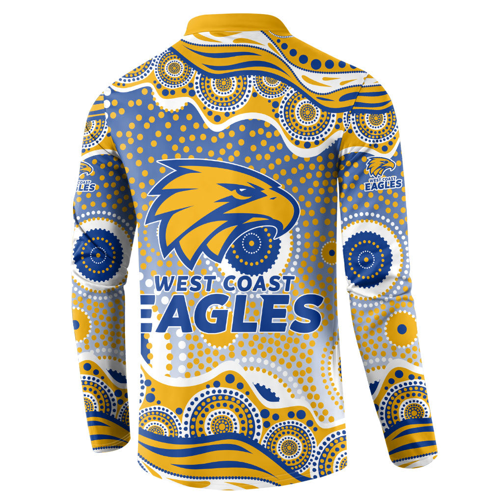 West Coast Eagles Button Sweatshirt Aboriginal Dot Pattern - Football Mascot Heritage Pride