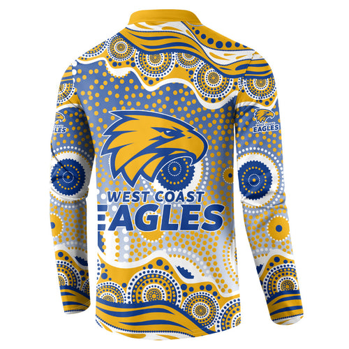 West Coast Eagles Button Sweatshirt Aboriginal Dot Pattern - Football Mascot Heritage Pride