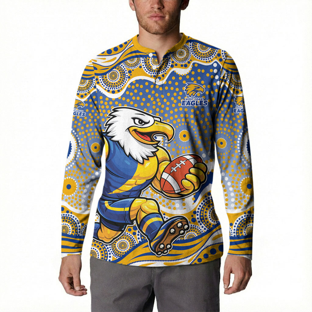West Coast Eagles Button Sweatshirt Aboriginal Dot Pattern - Football Mascot Heritage Pride