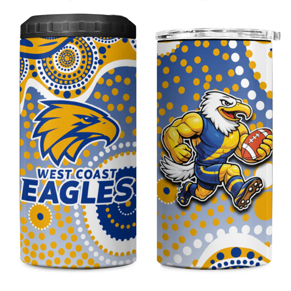West Coast Eagles 4 in 1 Can Cooler Tumbler Aboriginal Dot Pattern - Football Mascot Heritage Pride