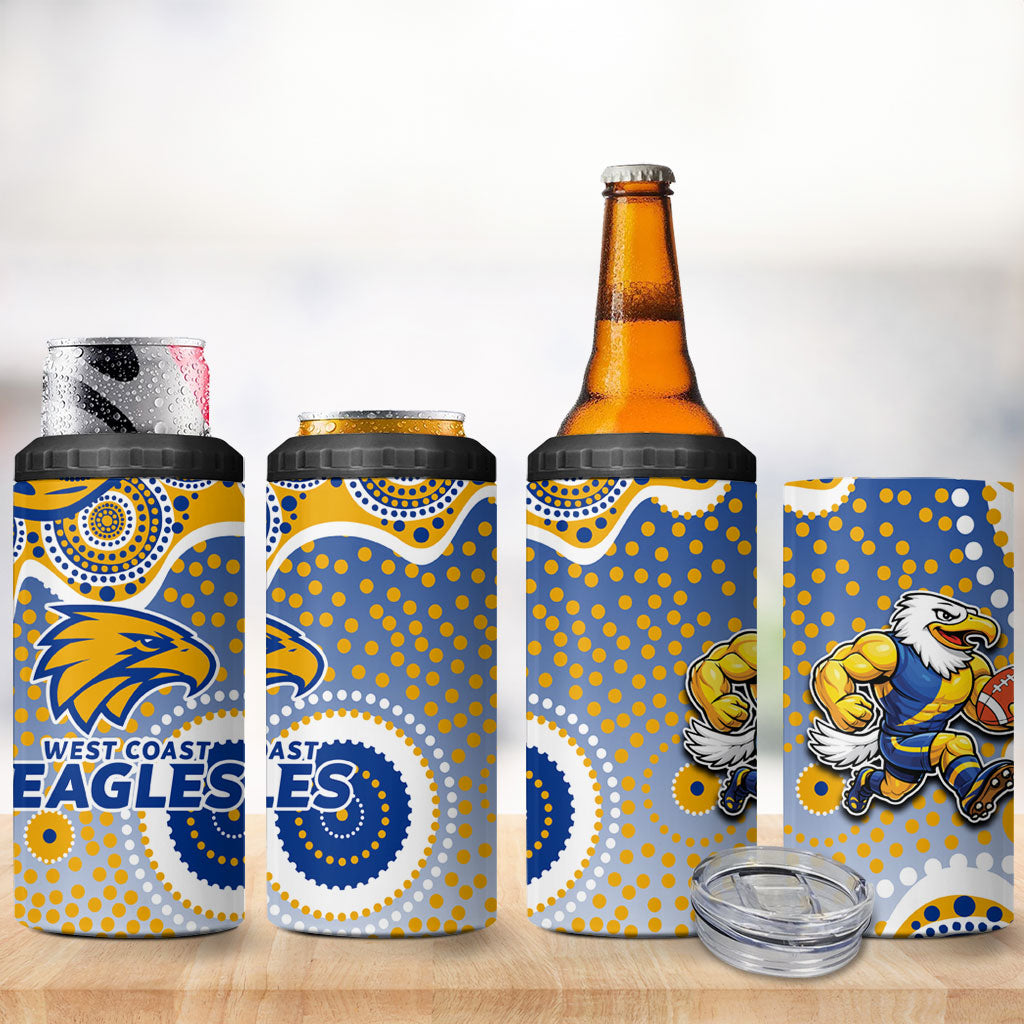 West Coast Eagles 4 in 1 Can Cooler Tumbler Aboriginal Dot Pattern - Football Mascot Heritage Pride