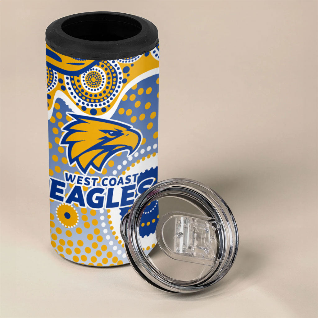 West Coast Eagles 4 in 1 Can Cooler Tumbler Aboriginal Dot Pattern - Football Mascot Heritage Pride