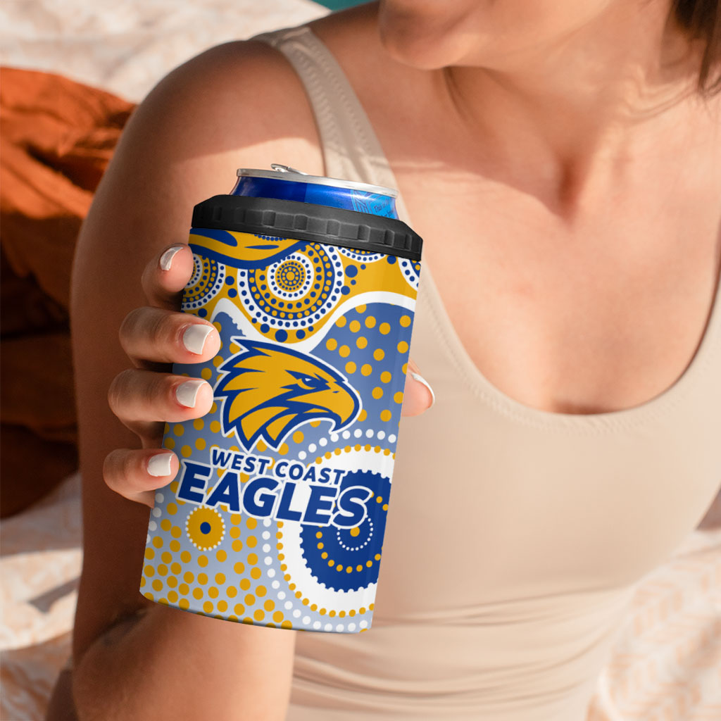 West Coast Eagles 4 in 1 Can Cooler Tumbler Aboriginal Dot Pattern - Football Mascot Heritage Pride
