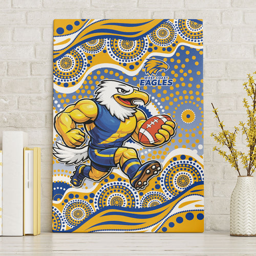 West Coast Eagles Canvas Wall Art Aboriginal Dot Pattern - Football Mascot Heritage Pride