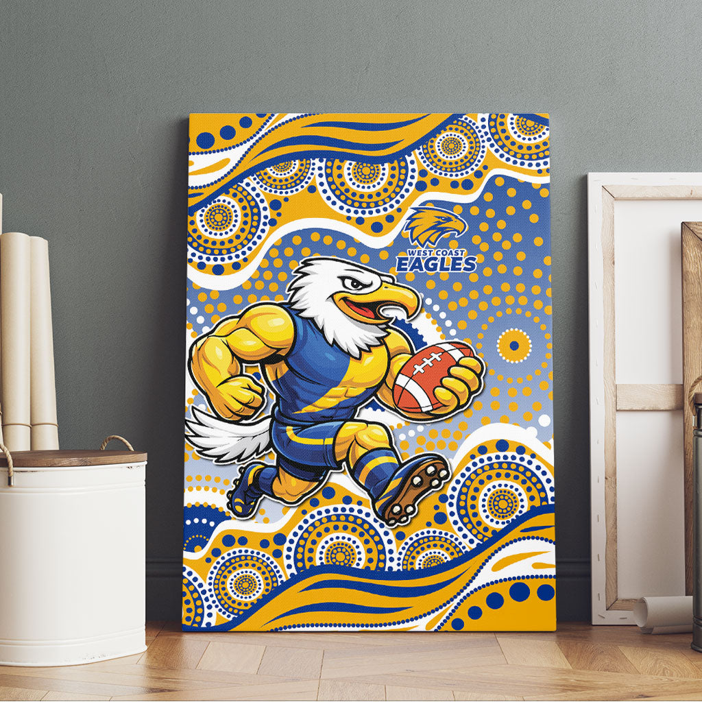 West Coast Eagles Canvas Wall Art Aboriginal Dot Pattern - Football Mascot Heritage Pride