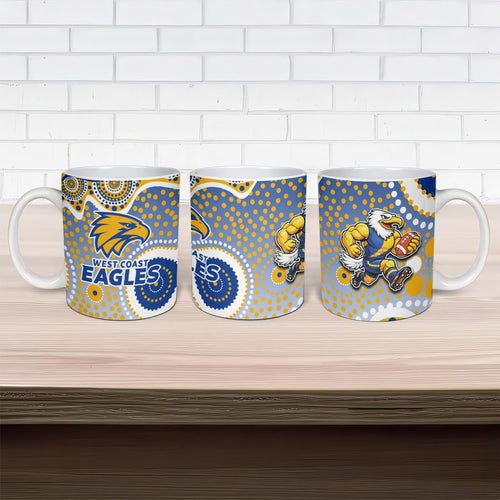 West Coast Eagles Ceramic Mug Aboriginal Dot Pattern - Football Mascot Heritage Pride