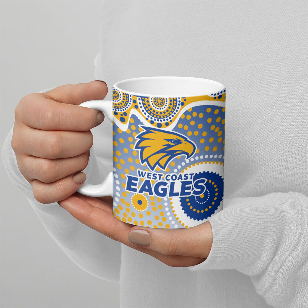 West Coast Eagles Ceramic Mug Aboriginal Dot Pattern - Football Mascot Heritage Pride