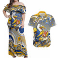 West Coast Eagles Couples Matching Off Shoulder Maxi Dress and Hawaiian Shirt Aboriginal Dot Pattern - Football Mascot Heritage Pride