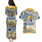 West Coast Eagles Couples Matching Puletasi and Hawaiian Shirt Aboriginal Dot Pattern - Football Mascot Heritage Pride