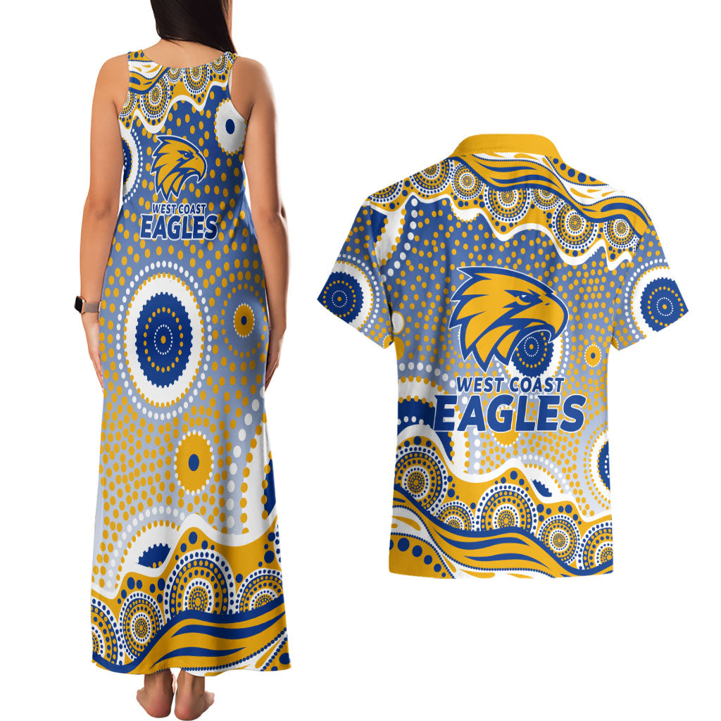 West Coast Eagles Couples Matching Tank Maxi Dress and Hawaiian Shirt Aboriginal Dot Pattern - Football Mascot Heritage Pride