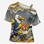 West Coast Eagles Cross Shoulder Shirt Aboriginal Dot Pattern - Football Mascot Heritage Pride