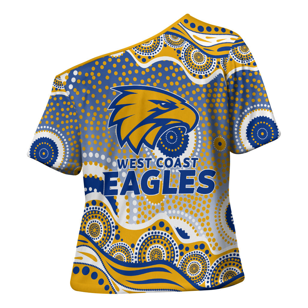 West Coast Eagles Cross Shoulder Shirt Aboriginal Dot Pattern - Football Mascot Heritage Pride