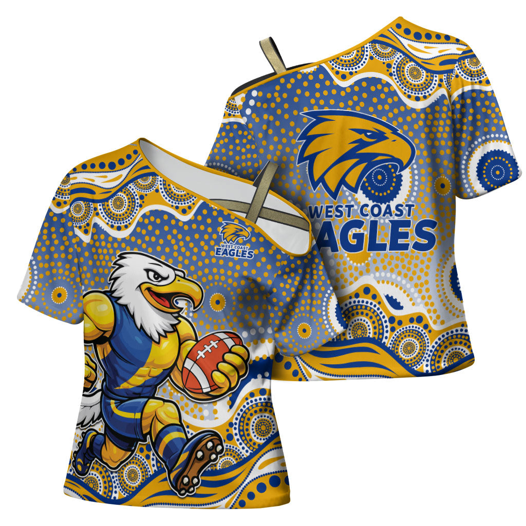West Coast Eagles Cross Shoulder Shirt Aboriginal Dot Pattern - Football Mascot Heritage Pride