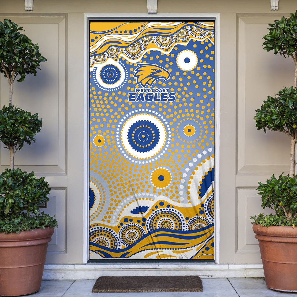 West Coast Eagles Door Cover Aboriginal Dot Pattern - Football Mascot Heritage Pride