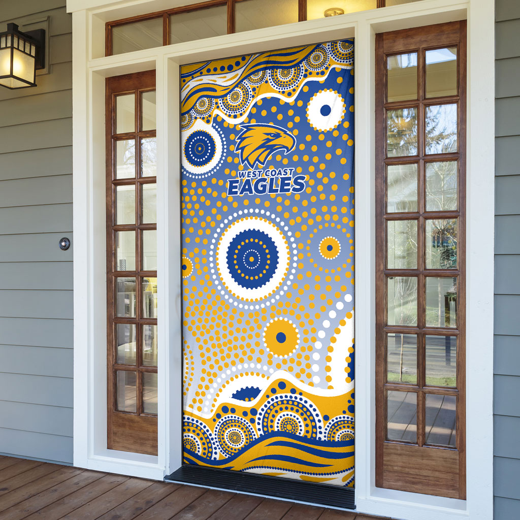 West Coast Eagles Door Cover Aboriginal Dot Pattern - Football Mascot Heritage Pride