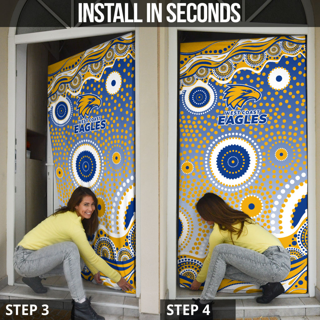 West Coast Eagles Door Cover Aboriginal Dot Pattern - Football Mascot Heritage Pride