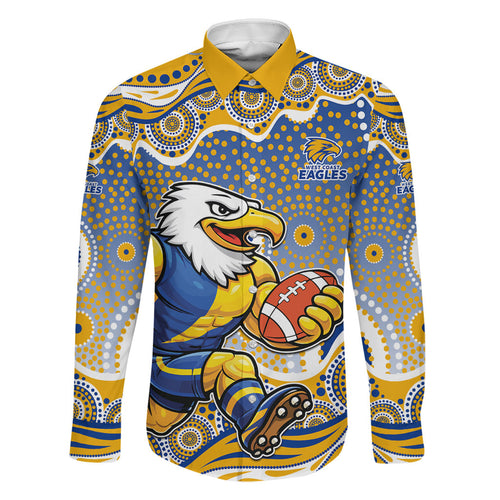 West Coast Eagles Family Matching Mermaid Dress and Hawaiian Shirt Aboriginal Dot Pattern - Football Mascot Heritage Pride
