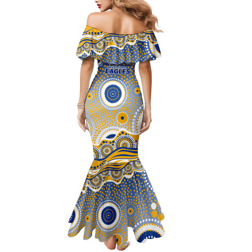 West Coast Eagles Family Matching Mermaid Dress and Hawaiian Shirt Aboriginal Dot Pattern - Football Mascot Heritage Pride