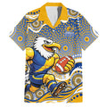 West Coast Eagles Family Matching Off The Shoulder Long Sleeve Dress and Hawaiian Shirt Aboriginal Dot Pattern - Football Mascot Heritage Pride