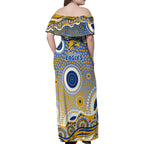 West Coast Eagles Family Matching Off Shoulder Maxi Dress and Hawaiian Shirt Aboriginal Dot Pattern - Football Mascot Heritage Pride