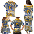 West Coast Eagles Family Matching Puletasi and Hawaiian Shirt Aboriginal Dot Pattern - Football Mascot Heritage Pride