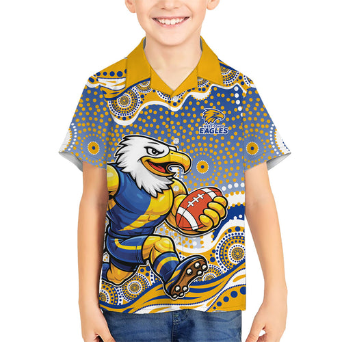 West Coast Eagles Family Matching Puletasi and Hawaiian Shirt Aboriginal Dot Pattern - Football Mascot Heritage Pride