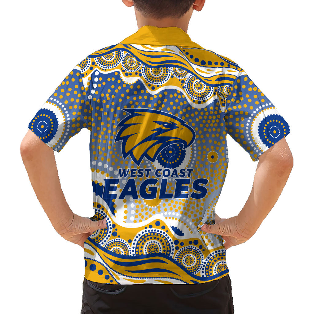West Coast Eagles Family Matching Summer Maxi Dress and Hawaiian Shirt Aboriginal Dot Pattern - Football Mascot Heritage Pride