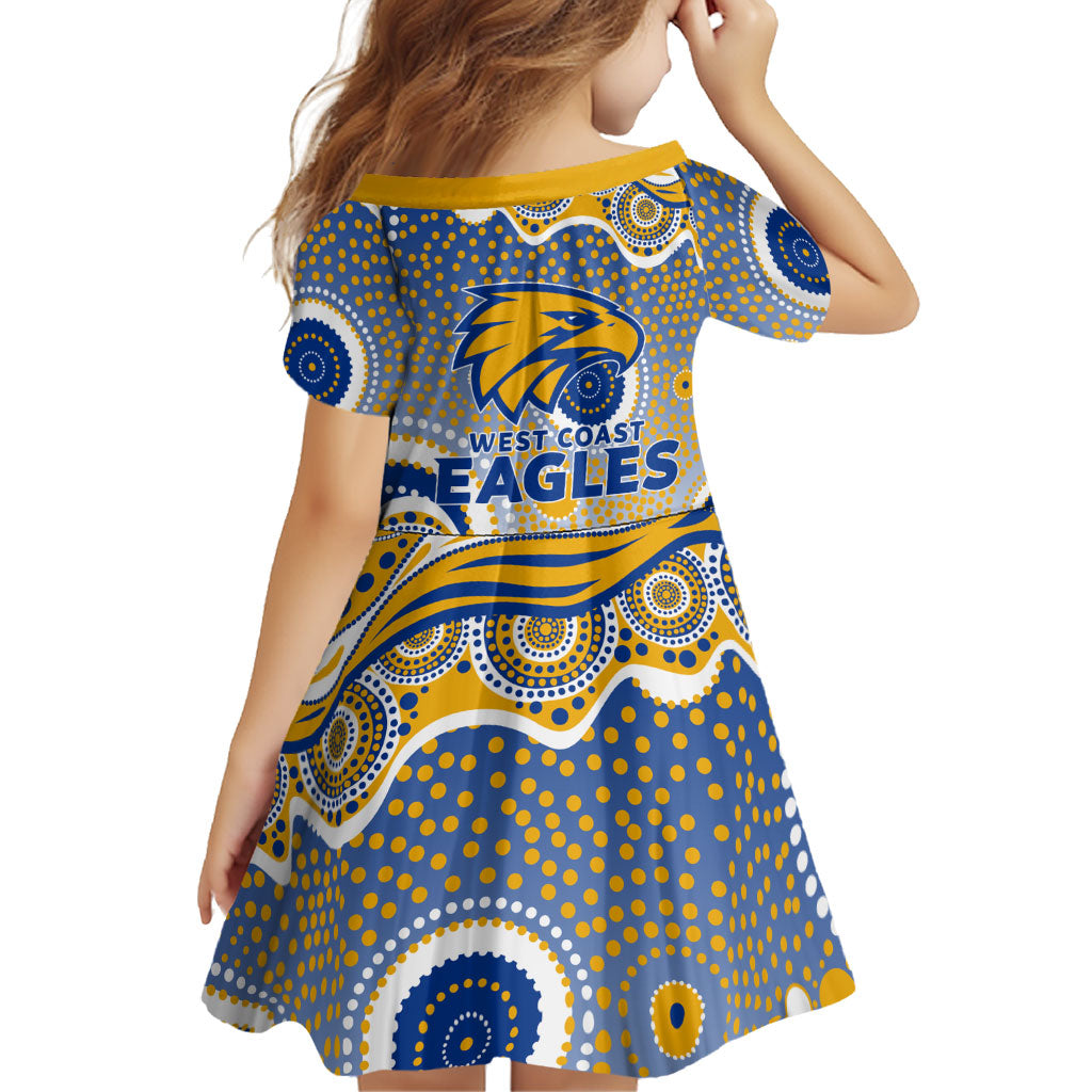 West Coast Eagles Family Matching Summer Maxi Dress and Hawaiian Shirt Aboriginal Dot Pattern - Football Mascot Heritage Pride
