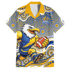 West Coast Eagles Family Matching Summer Maxi Dress and Hawaiian Shirt Aboriginal Dot Pattern - Football Mascot Heritage Pride