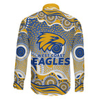 West Coast Eagles Family Matching Summer Maxi Dress and Hawaiian Shirt Aboriginal Dot Pattern - Football Mascot Heritage Pride