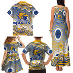 West Coast Eagles Family Matching Tank Maxi Dress and Hawaiian Shirt Aboriginal Dot Pattern - Football Mascot Heritage Pride