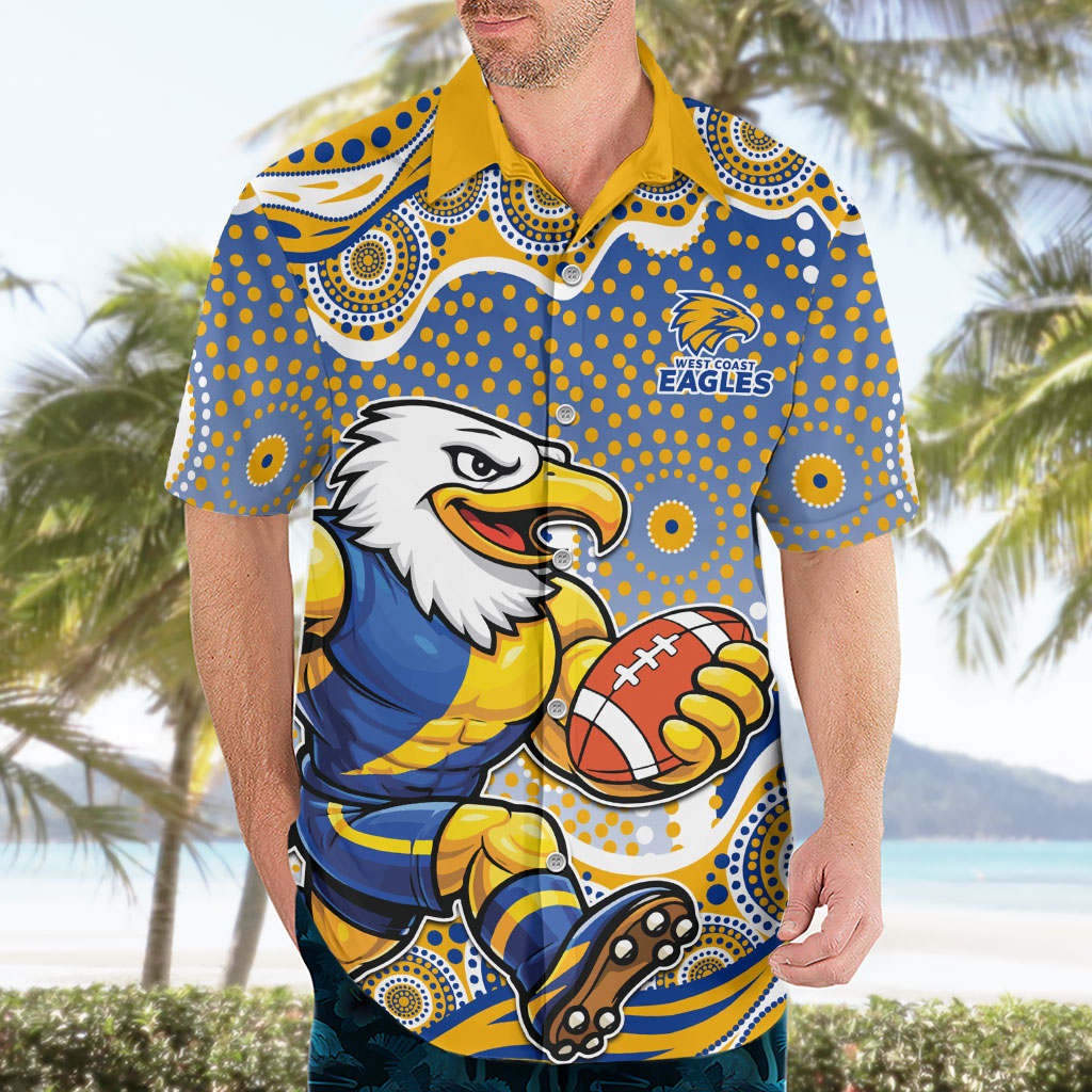 West Coast Eagles Hawaiian Shirt Aboriginal Dot Pattern - Football Mascot Heritage Pride