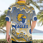 West Coast Eagles Hawaiian Shirt Aboriginal Dot Pattern - Football Mascot Heritage Pride