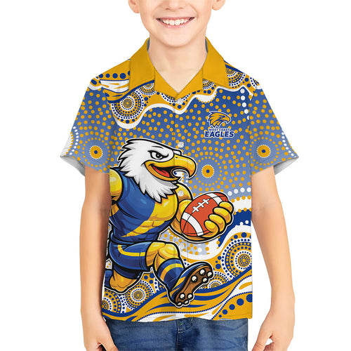 West Coast Eagles Hawaiian Shirt Aboriginal Dot Pattern - Football Mascot Heritage Pride
