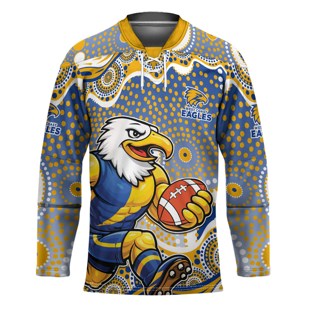 West Coast Eagles Hockey Jersey Aboriginal Dot Pattern - Football Mascot Heritage Pride