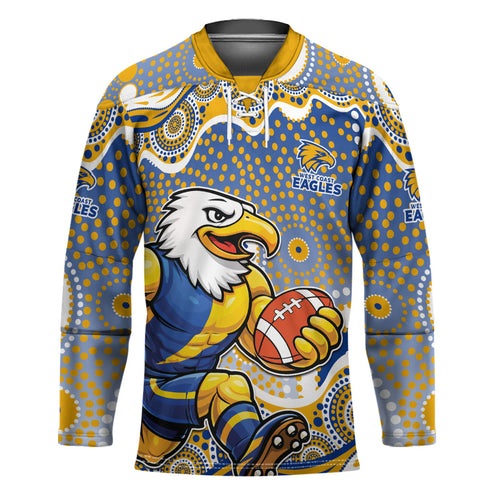 West Coast Eagles Hockey Jersey Aboriginal Dot Pattern - Football Mascot Heritage Pride