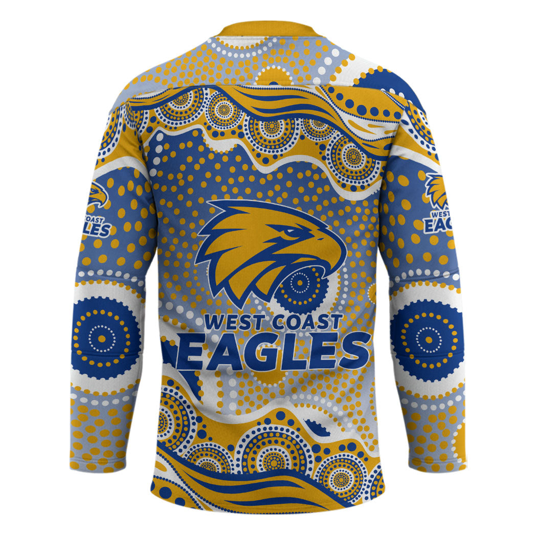 West Coast Eagles Hockey Jersey Aboriginal Dot Pattern - Football Mascot Heritage Pride