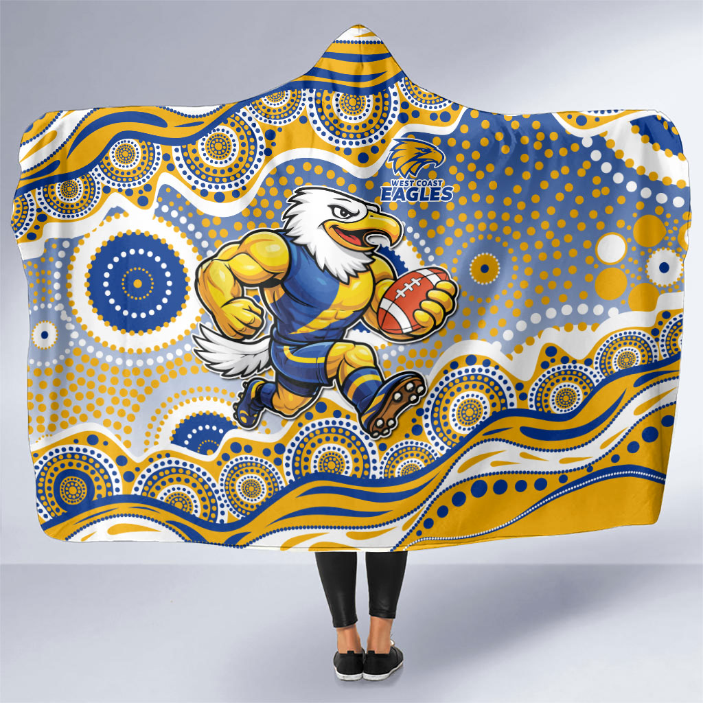 West Coast Eagles Hooded Blanket Aboriginal Dot Pattern - Football Mascot Heritage Pride