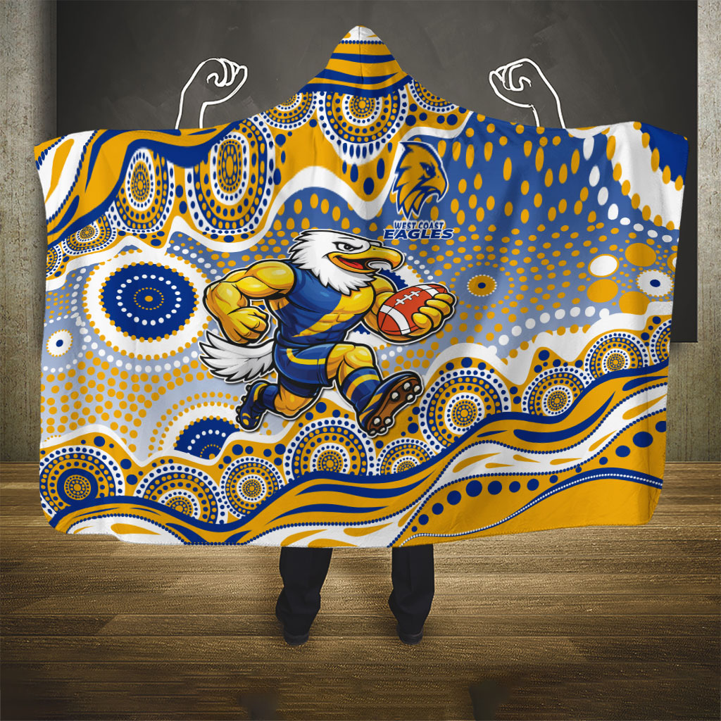 West Coast Eagles Hooded Blanket Aboriginal Dot Pattern - Football Mascot Heritage Pride