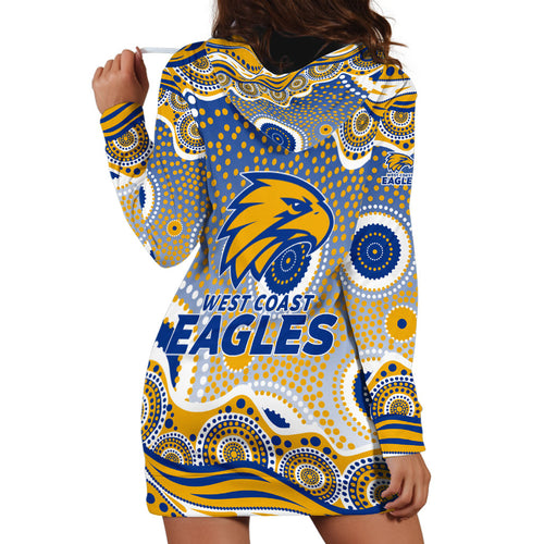 West Coast Eagles Hoodie Dress Aboriginal Dot Pattern - Football Mascot Heritage Pride