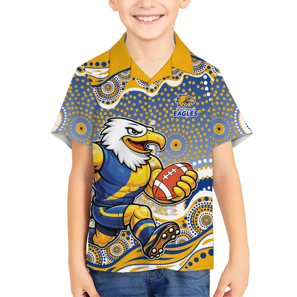 West Coast Eagles Kid Hawaiian Shirt Aboriginal Dot Pattern - Football Mascot Heritage Pride