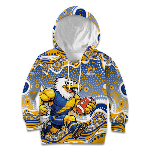 West Coast Eagles Kid Hoodie Aboriginal Dot Pattern - Football Mascot Heritage Pride