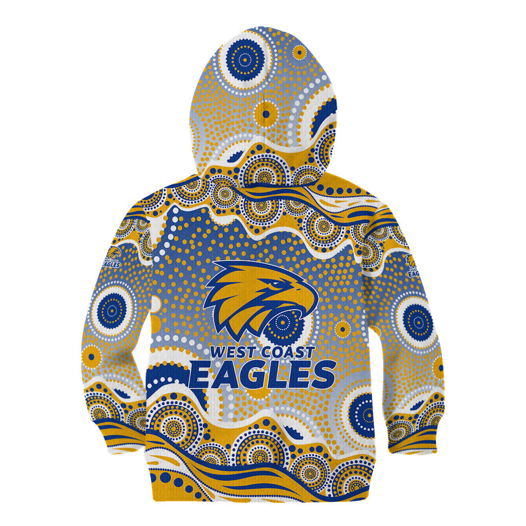 West Coast Eagles Kid Hoodie Aboriginal Dot Pattern - Football Mascot Heritage Pride