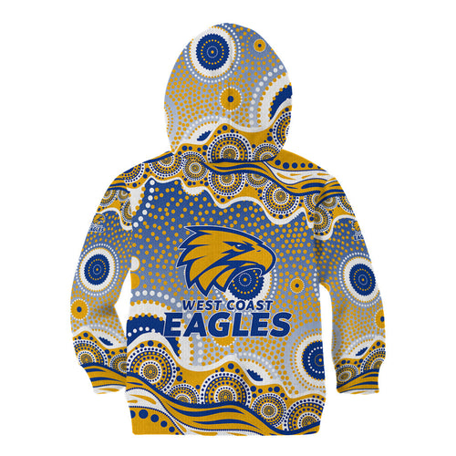 West Coast Eagles Kid Hoodie Aboriginal Dot Pattern - Football Mascot Heritage Pride