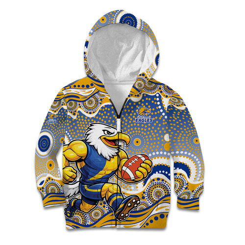 West Coast Eagles Kid Hoodie Aboriginal Dot Pattern - Football Mascot Heritage Pride
