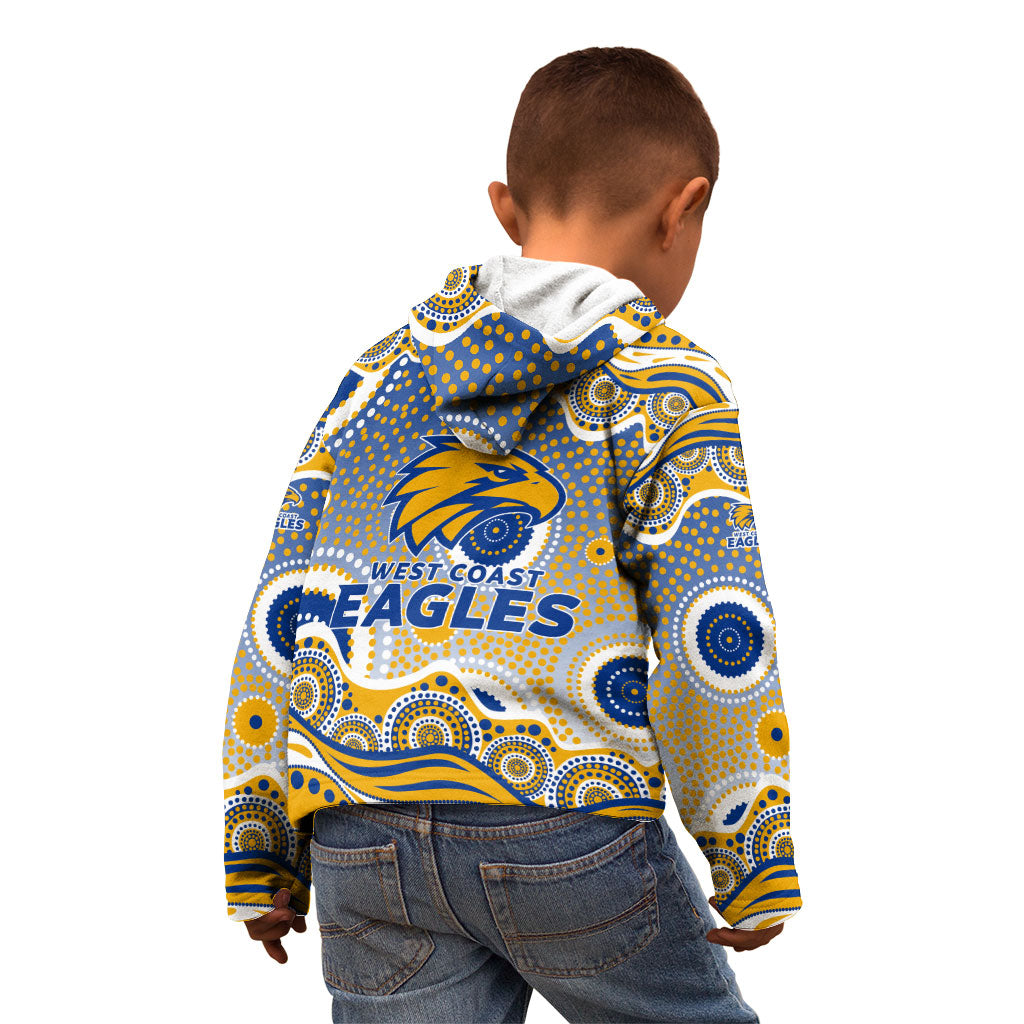 West Coast Eagles Kid Hoodie Aboriginal Dot Pattern - Football Mascot Heritage Pride