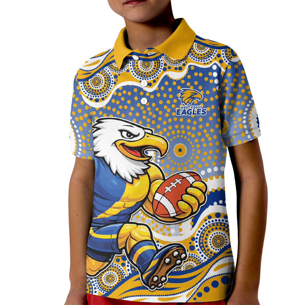 West Coast Eagles Kid Polo Shirt Aboriginal Dot Pattern - Football Mascot Heritage Pride