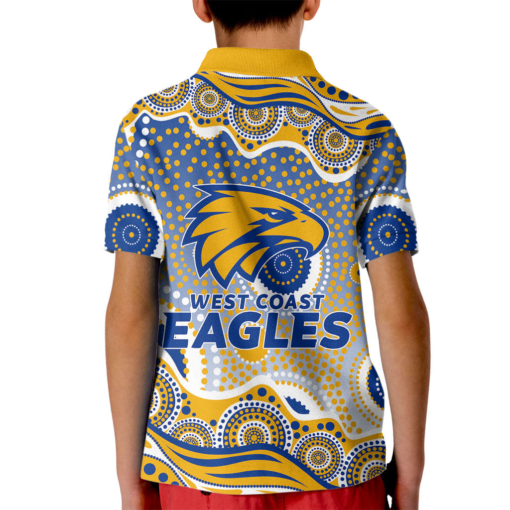 West Coast Eagles Kid Polo Shirt Aboriginal Dot Pattern - Football Mascot Heritage Pride