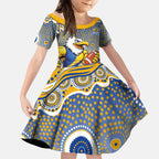 West Coast Eagles Kid Short Sleeve Dress Aboriginal Dot Pattern - Football Mascot Heritage Pride